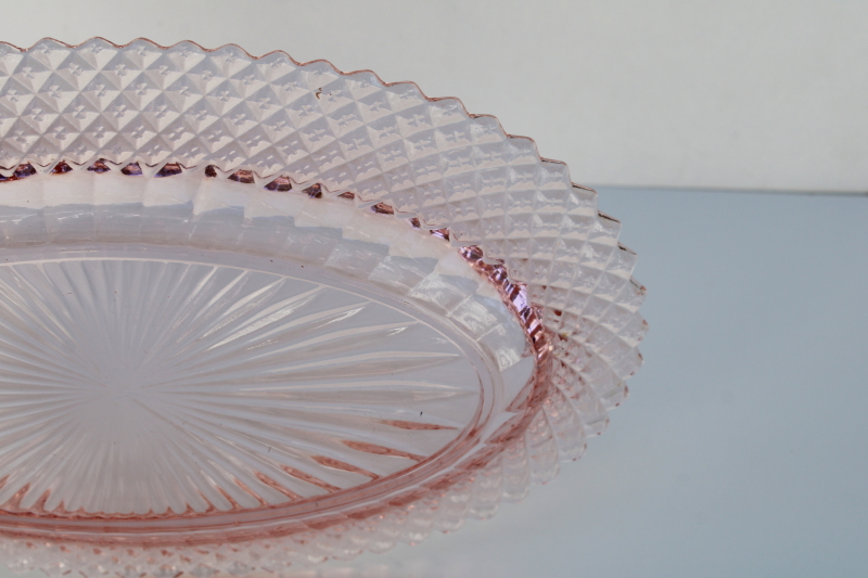 Miss America pink depression glass oval relish dish or celery tray, 1930s vintage