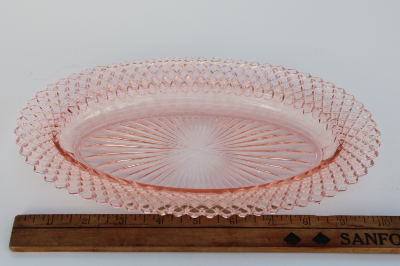 Miss America pink depression glass oval relish dish or celery tray, 1930s vintage