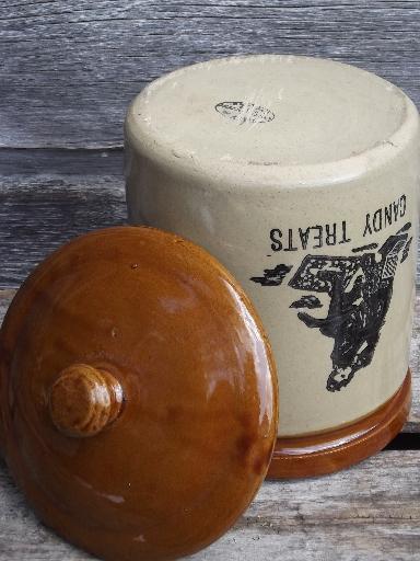 Moira pottery cookie jar crock w/ antique print, vintage English stoneware