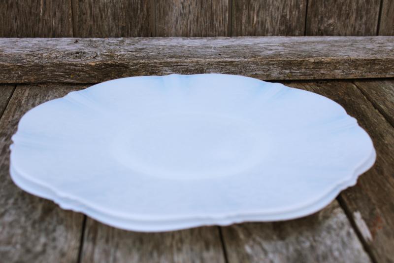 Monax opalescent milk glass, depression vintage American Sweetheart dinner plates