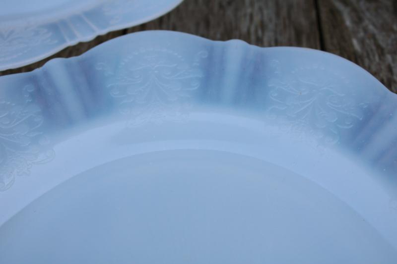 Monax opalescent milk glass, depression vintage American Sweetheart luncheon plates