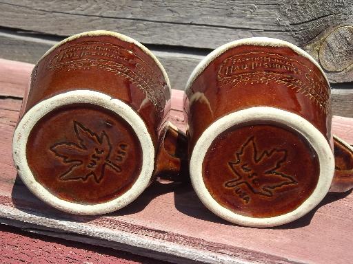 Monmouth brown drip pottery coffee mugs, Farmers Mutual Hail Insurance
