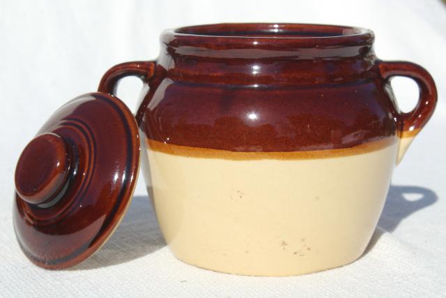 Monmouth stoneware pottery crock marked Coffee, vintage canister jar