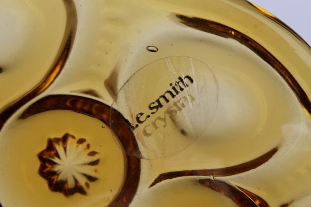 Moon & Stars amber glass basket, vintage L E Smith label pressed glass