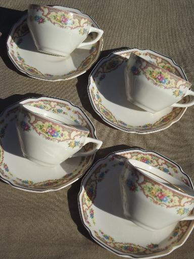 Mount Clemens Mildred china cups & saucers, vintage Mt Clemens pottery