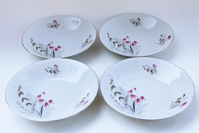 Mountain Bell Royal Duchess Bavaria china, vintage porcelain soup bowls w/ wildflowers