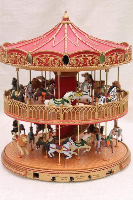 Mr Christmas double decker carousel, electronic music box plays holiday Christmas carols