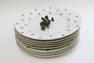 Nanette green & gold fleur de lis pattern dinner plates, Baronet Eschenbach Bavaria