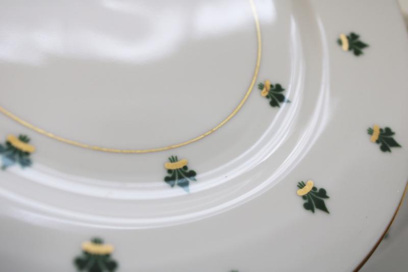 Nanette green & gold fleur de lis pattern salad plates, Baronet Eschenbach Bavaria