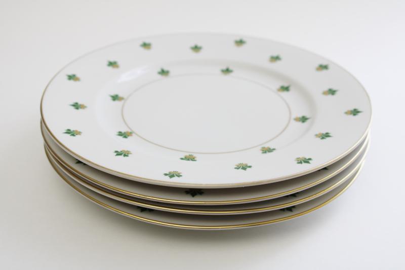Nanette green & gold fleur de lis pattern salad plates, Baronet Eschenbach Bavaria