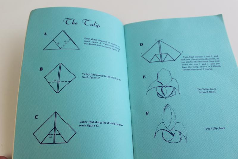 Napkin Folding Kunda Yakoyama origami type folds for cloth & paper napkins w/ diagrams