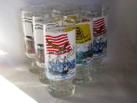National Flag Foundation 1970s vintage collector's glasses, set of six