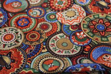 Native Plains print cotton fabric, Indian baskets design warm southwest colors