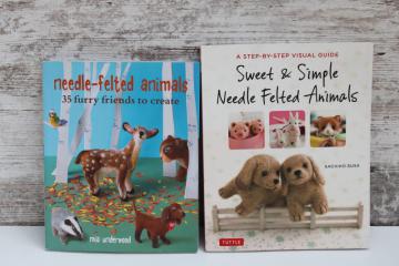 Needle felted animals to make, newer craft books on needle felting, designs tutorials