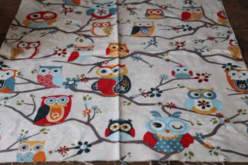 Nested Owls Adorn It retro print modern cotton quilting fabric, mod owl design