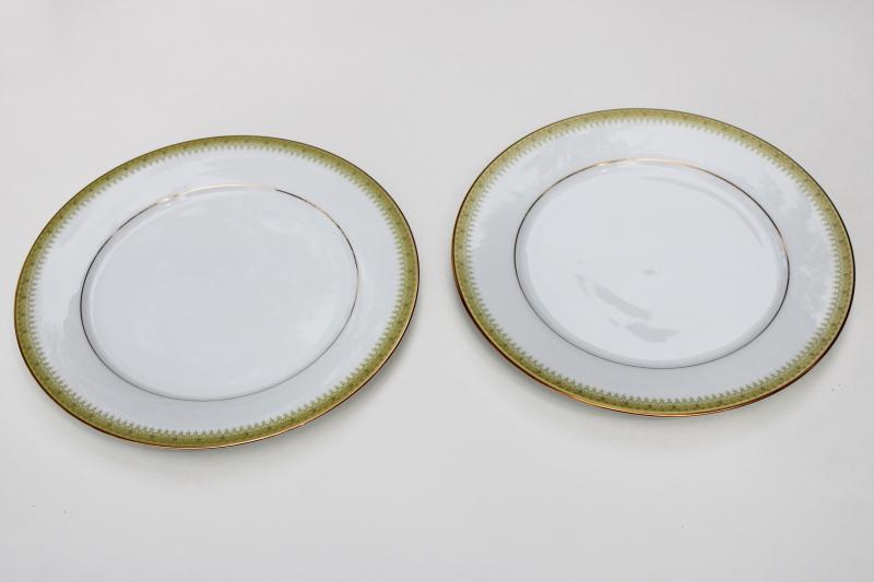 Noritake Jennifer pattern china dinner plates, N backstamp mark 1970s vintage