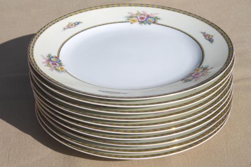 Noritake Juanita set of 10 dinner plates, vintage M mark Noritake china
