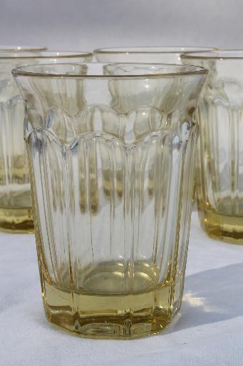 Noritake Provincial honey yellow glass flat tumblers, set of 6 glasses