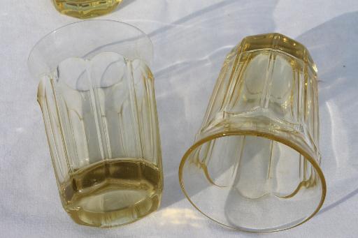 Noritake Provincial honey yellow glass flat tumblers, set of 6 glasses