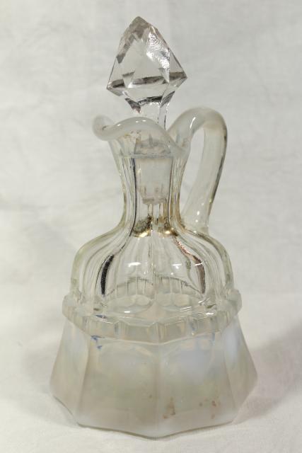 Northwood Regal opalescent glass cruet bottle, antique vintage EAPG