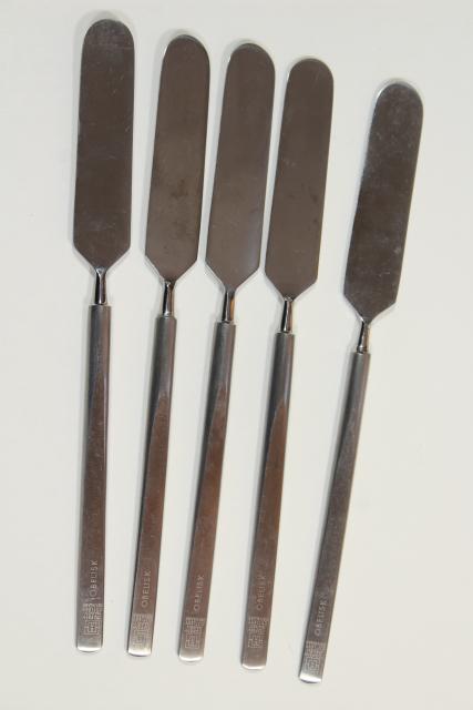 Obelisk Copenhagen Cutlery stainless steel butter knives, mod design vintage flatware