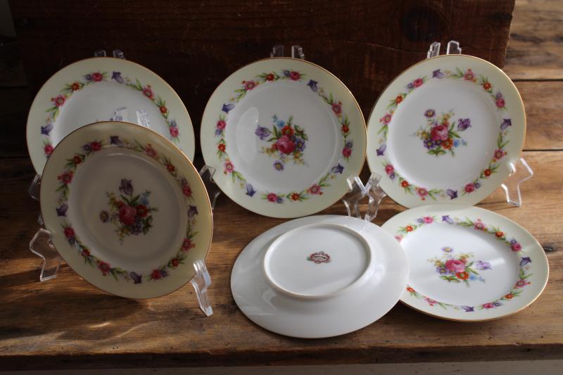 Occupied Japan vintage hand painted china bread or dessert plates, Sango Dresdenia floral