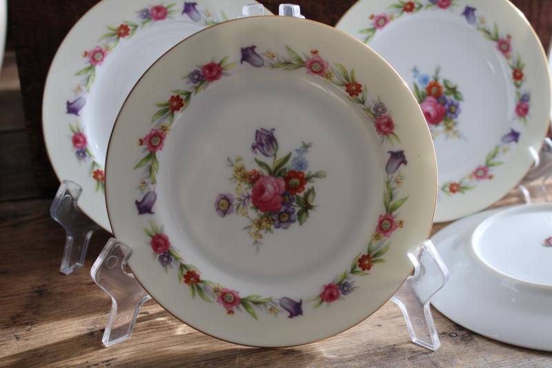 Occupied Japan vintage hand painted china bread or dessert plates, Sango Dresdenia floral