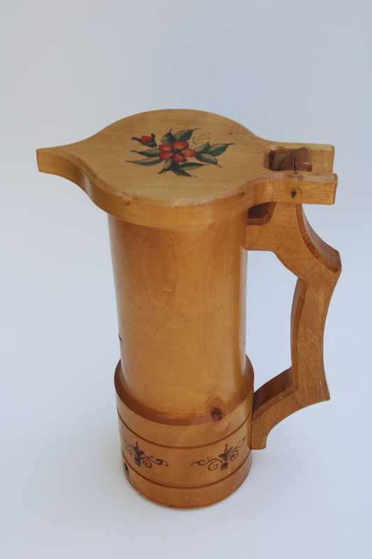 Oktoberfest decor, rustic vintage hand painted carved wood decorative