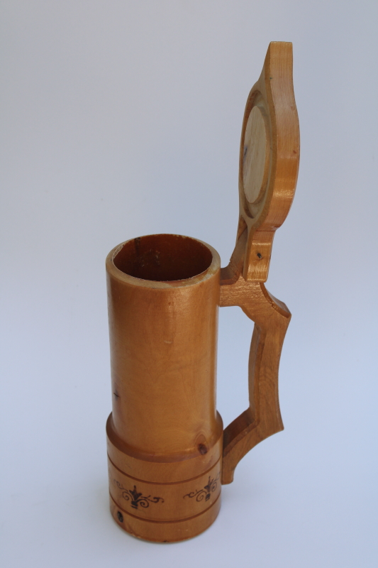 Oktoberfest decor, rustic vintage hand painted carved wood decorative