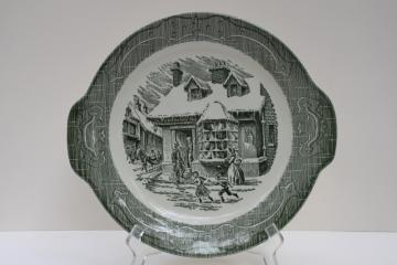Old Curiosity Shop vintage green transferware Royal china cake plate or serving tray