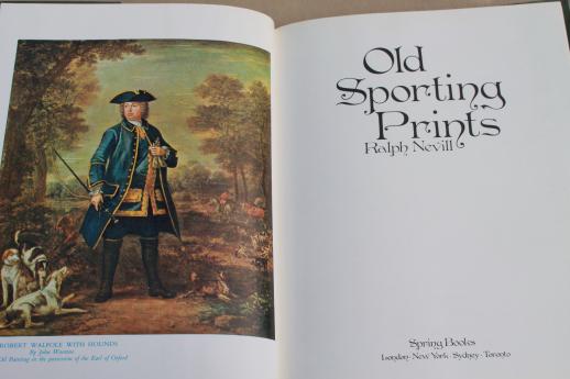 Old Sporting Prints, vintage book of color print art plates, English hunt scenes etc.