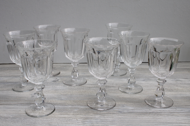Old Williamsburg Imperial glass goblets, vintage crystal clear water wine glasses set of 8