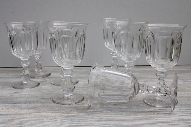Old Williamsburg Imperial glass goblets, vintage crystal clear water wine glasses set of 8