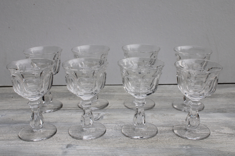 Old Williamsburg Imperial glass stemware, vintage crystal clear cocktail glasses set of 8
