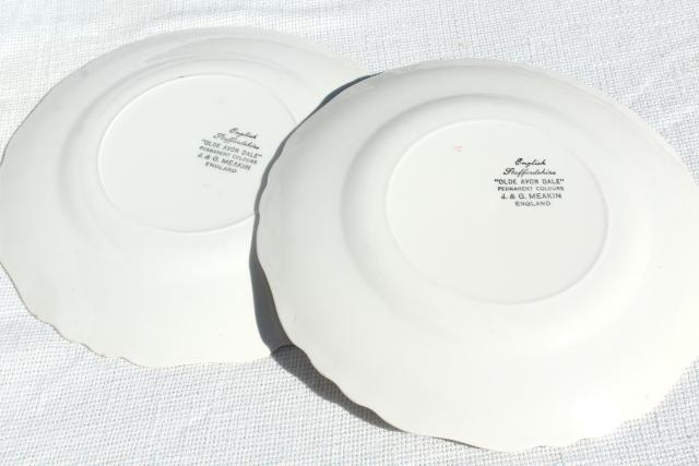 Olde Avon Dale transferware china, vintage J & G Meakin English Staffordshire dinner plates