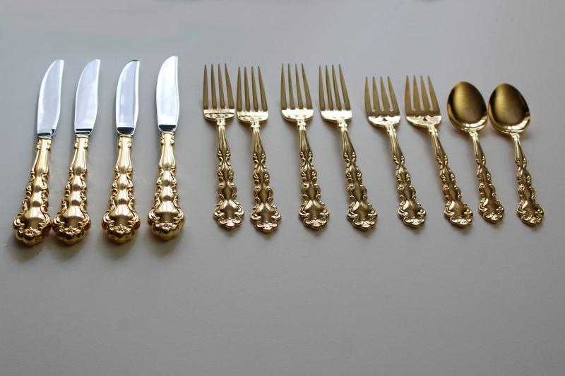 Oneida Community Beethoven gold electroplate flatware, estate lot 12 pieces