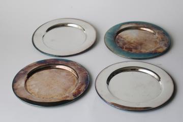 Oneida silverplated bread  butter plates set, tarnished vintage silver