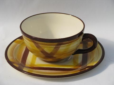 Organdie Vernon Kilns vintage California pottery, cup and saucer lot