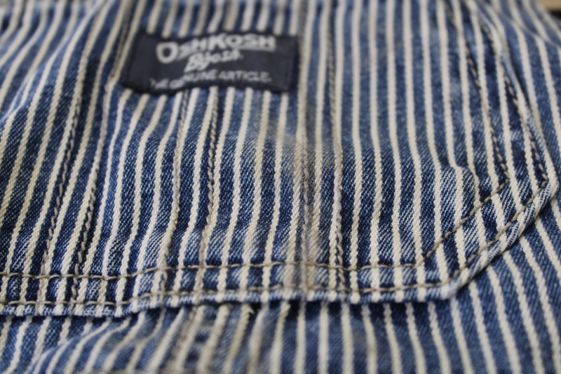 OshKosh bGosh baby overalls vest back railroad stripe denim size 24 months