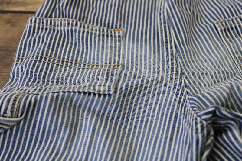 OshKosh bGosh baby overalls vest back railroad stripe denim size 24 months