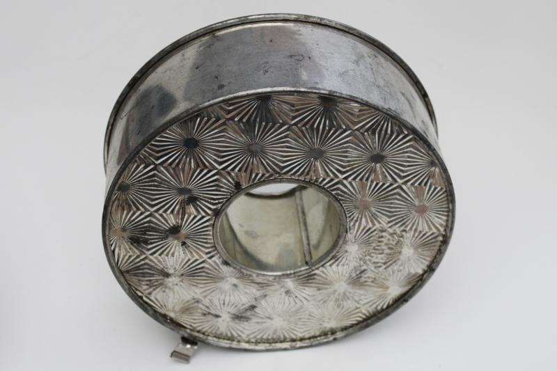 Ovenex starburst texture round ring spring form baking pan, 1930s 40s vintage kitchenware
