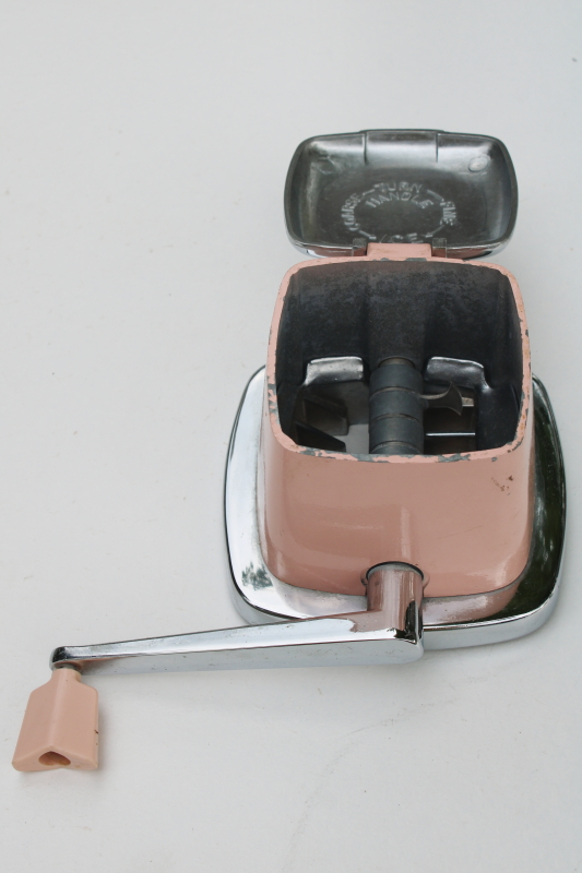 PINK Swing A Way ice crusher, mid century modern vintage hand crank grinder only, 1950s retro