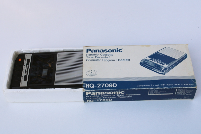 Panasonic RQ 2709D portable cassette tape player, computer program recorder in original box