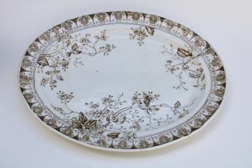 Parisian granite antique ironstone china platter, Rosaline aesthetic brown transfer pattern 
