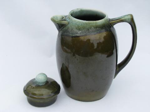 Pfaltzgraff green drip stoneware pottery coffee pot