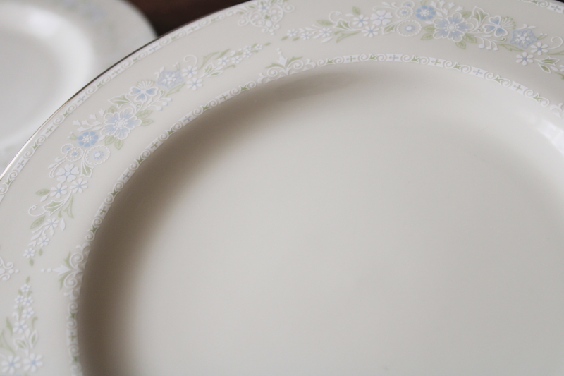 Pickard Serenity vintage ivory china dinner plates set of 8, platinum trim floral