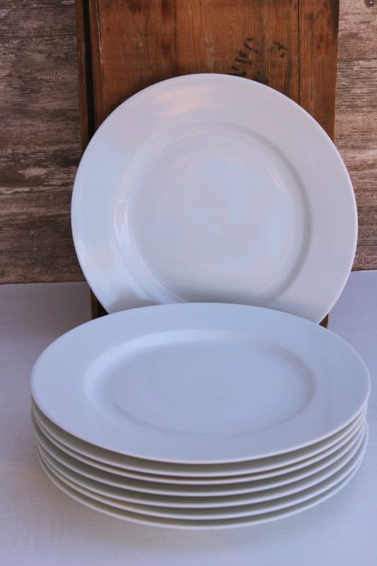 Pier 1 Luminous white ironstone china, set of 8 large modern dinner plates or chargers