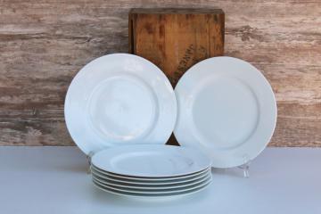 Pier 1 Luminous white ironstone china, set of 8 large modern dinner plates or chargers