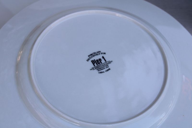 Pier 1 New Essentials Classic modern large dinner plates or chargers, plain white ironstone porcelain