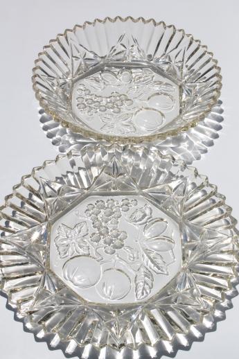 Pioneer pattern vintage pressed glass fruit bowl & cake plate / sandwich platter